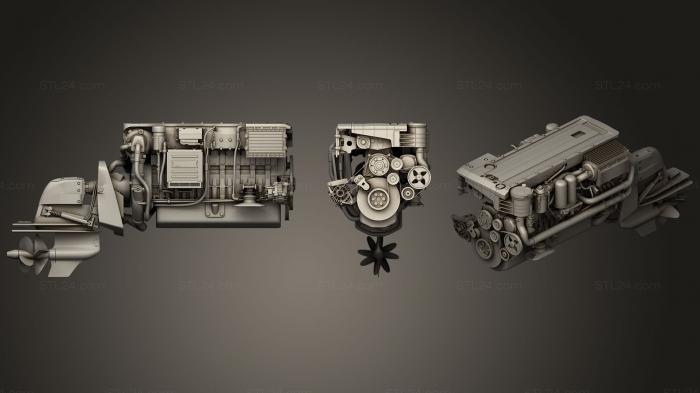 Автомобили и транспорт (Двигатель с приводом на корму, CARS_0308) 3D модель для ЧПУ станка